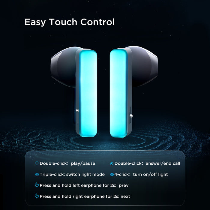 TWS Joyroom JR-TC1 IceLens Series wireless headphones with LED lights - white