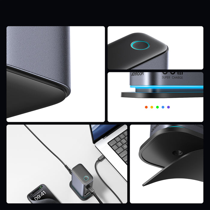 Joyroom JR-TCM02 Multiport GaN Charger 65W EU 4x USB-C 2x USB-A - Dark Gray