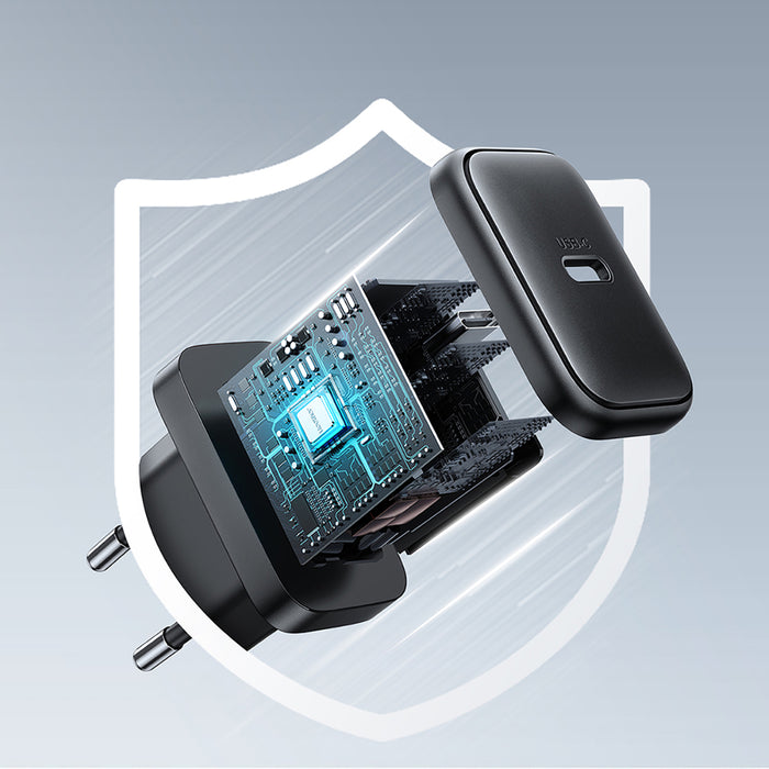 Joyroom JR-TCF23 network charger USB-C 25W SFC / PPS / PD - black + USB-C / USB-C cable 1m