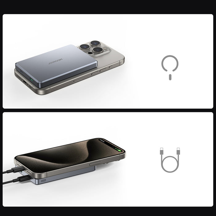 Joyroom JR-PBM08 Pro 10000mAh 20W Powerbank with 15W Inductive Charging Ultra-Thin - Gray