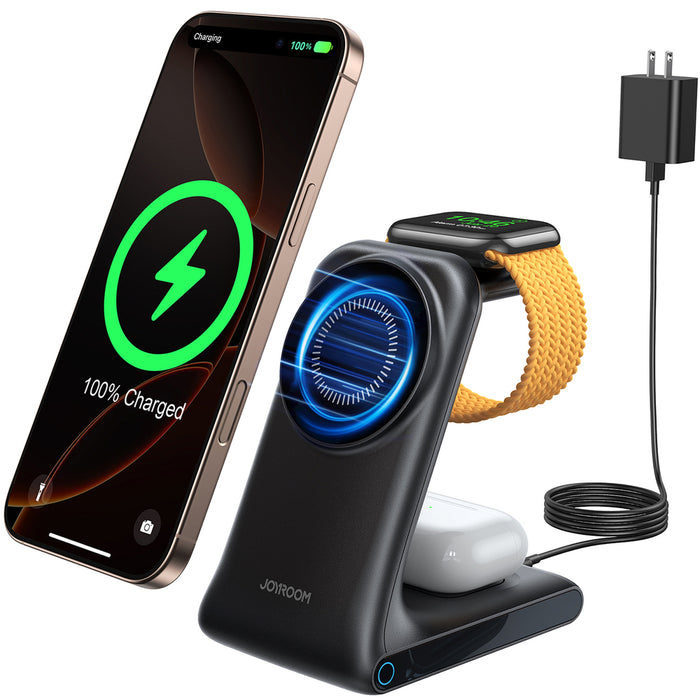 Joyroom JR-W15 Wireless Charger 3 in 1 Charging Station with MagSafe - Black