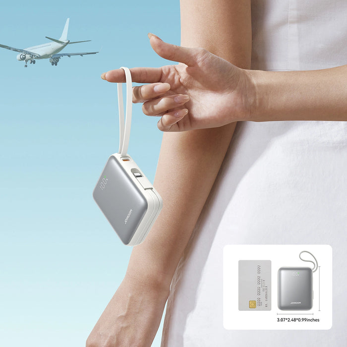 Joyroom JR-PBF27 10000mAh 22.5W Powerbank with Built-in USB-C and Lightning Cables - White