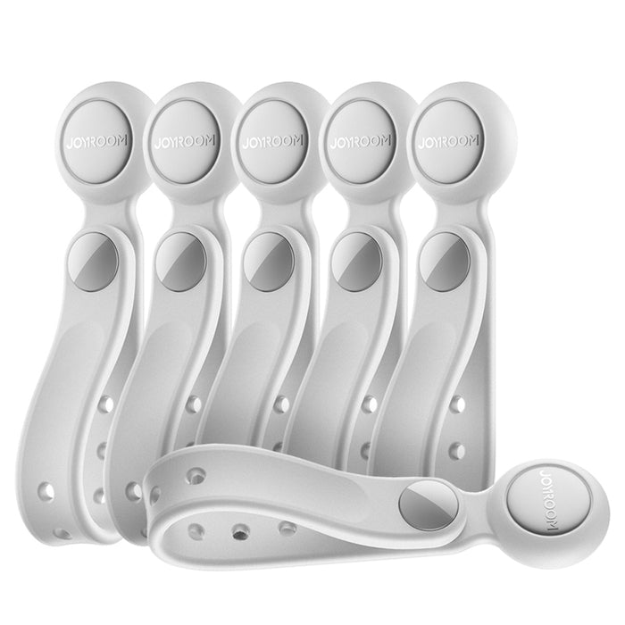 Joyroom JR-ZS422 Cable Organizer Silicone Headband with Magnet, Set of 6 - White