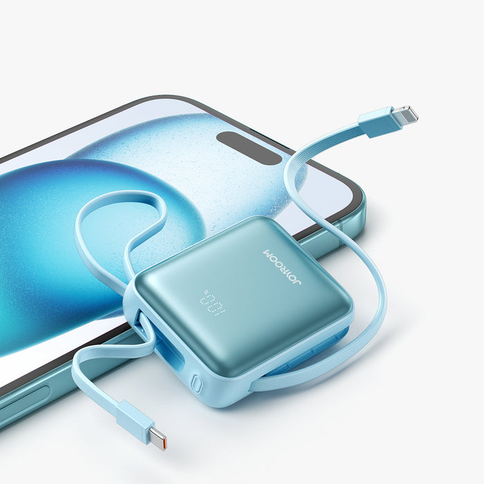 Joyroom JR-PBF27 22.5W 10000mAh Powerbank with Two Built-in Cables - Blue