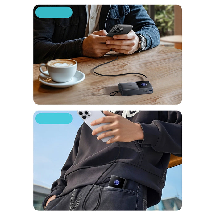 Joyroom JR-PR1 10000mAh 22.5W Powerbank with Built-in Retractable USB-C Cable - Black