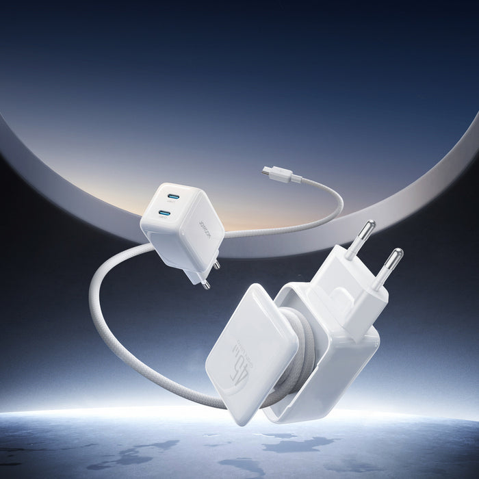Joyroom JR-TCL05 45W GaN Wall Charger with Cable Organizer - White