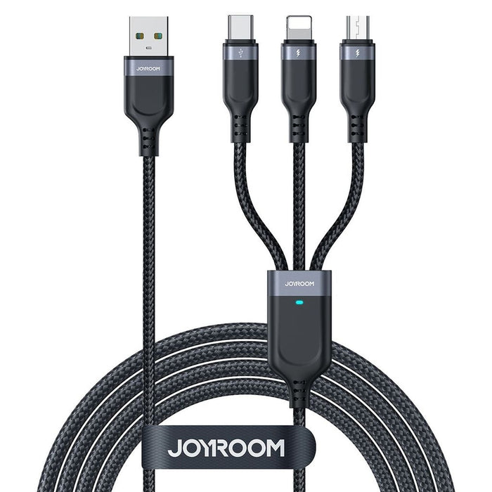 Joyroom S-A18 3in1 3.5A USB-A - Lightning+USB-C+MicroUSB cable 1.2m - black