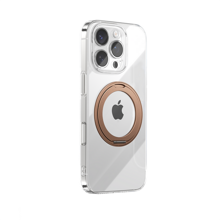 Joyroom JR-16JL6 iPhone 16 Pro Ultra-Thin MagSafe Compatible Case with 360° Ring Stand - Gold
