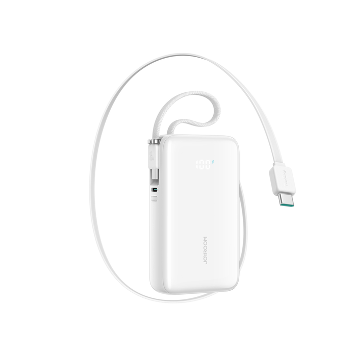 Joyroom JR-PR2 35W 10000mAh Powerbank with Two Built-in USB-C Cables - White