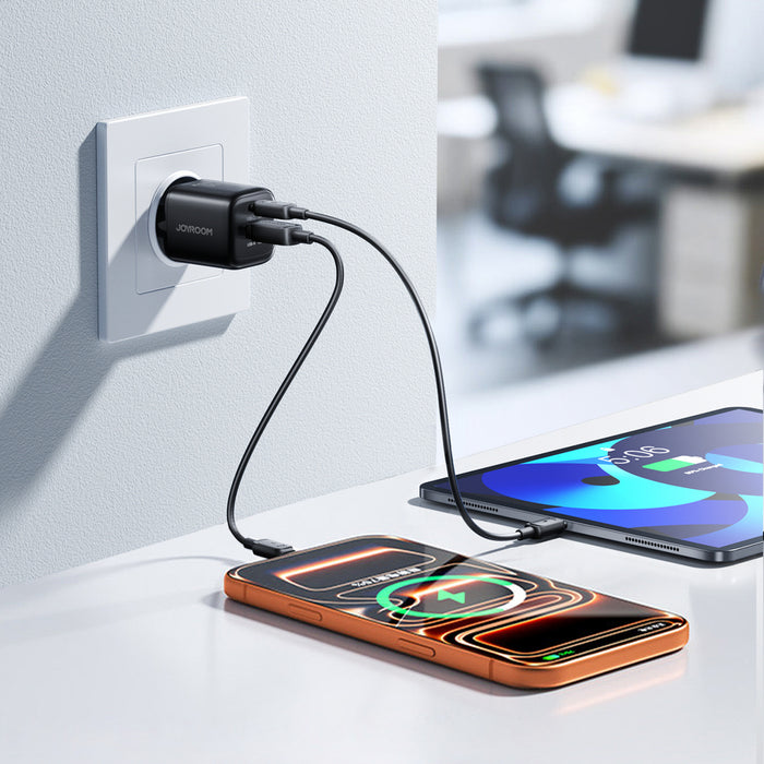 Joyroom JR-TG7 33W USB-A + USB-C Wall Charger with 60W USB-C to USB-C 1m Cable - Black