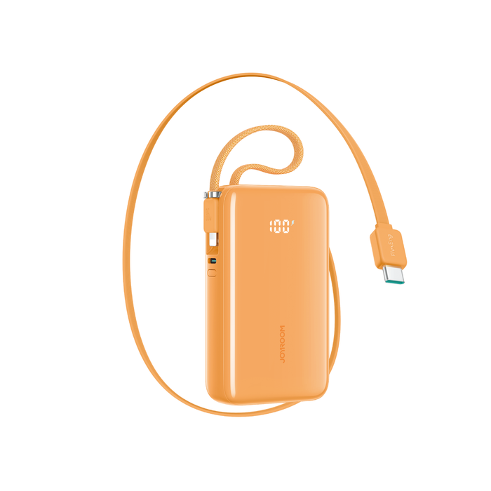Joyroom JR-PR2 35W 10000mAh Powerbank with Built-in USB-C and Lightning Cables - Orange