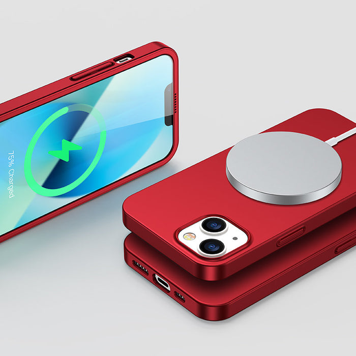 Joyroom 360 Full Case front and back cover for iPhone 13 + tempered glass screen protector red (JR-BP927 red)