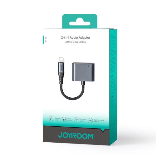2-in-1 Audio adapter Joyroom SY-L02 Lightning to Double Lightning (black)