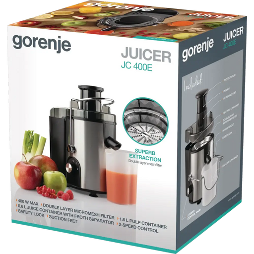 Juicer Gorenje JC400E*** 400 W - Сокоизстисквачки<<<За кухнята<<<Малки електроуреди за дома<<<ZoraSite