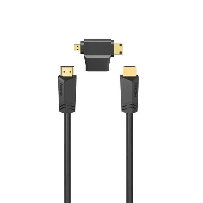 Кабел HAMA 205162 HDMI мъжко - HDMI мъжко + HDMI адаптер(mini / micro) 1.5 м Черен - Видео кабели<<<Кабели<<<ValiAPI