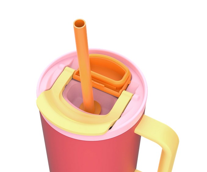 Thermal mug with telescopic straw Kambukka Rio Tumbler 950ml Pink Papaya