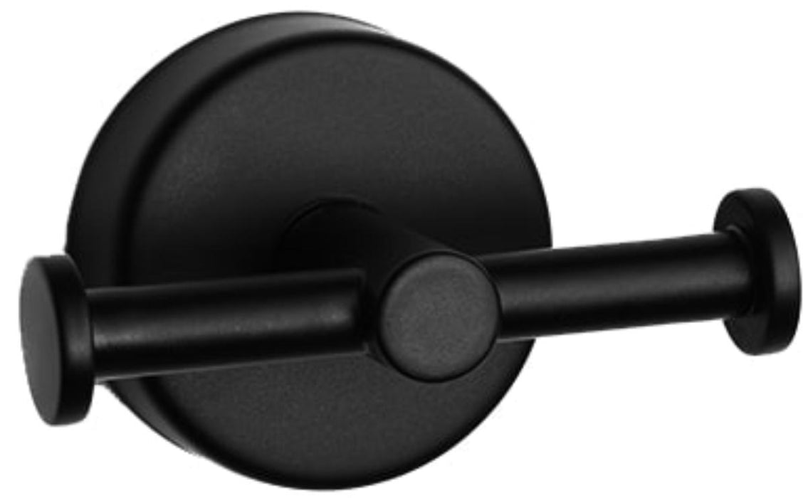 BATHROOM HANGER WITH TWO HOOKS MATTE BLACK