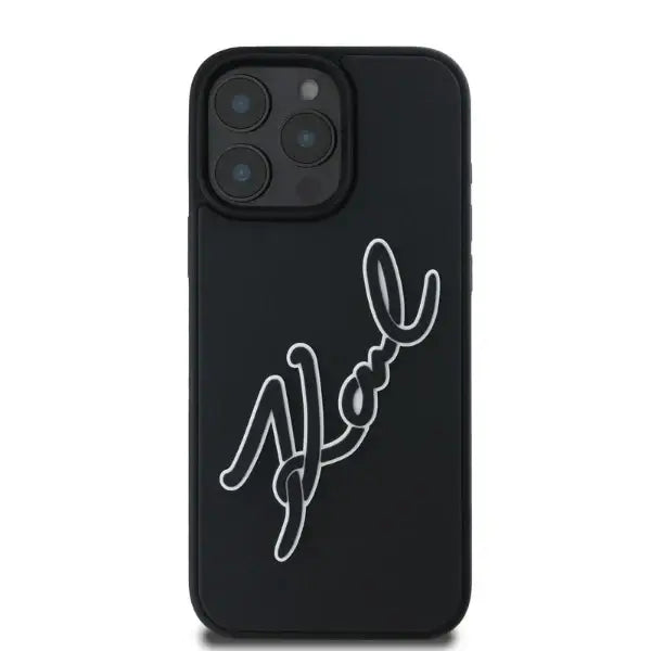 Karl Lagerfeld 3D Rubber Bicolor Signature Case for iPhone 16 Pro Max - Black - Cell phone cases and covers<<<HurtelXML