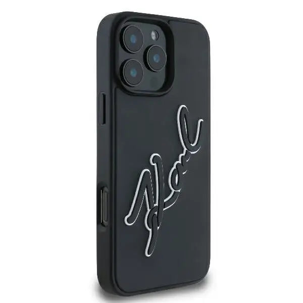 Karl Lagerfeld 3D Rubber Bicolor Signature iPhone 16 Pro Case - Black - Cell phone cases and covers<<<HurtelXML