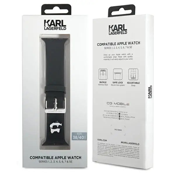 Karl Lagerfeld 3D Rubber Choupette Heads Strap for Apple Watch 38/40/41mm - Black - Other cell phone