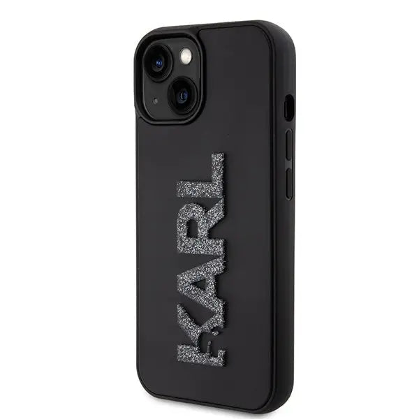 Karl Lagerfeld 3D Rubber Glitter Logo case for iPhone 15 Plus - black - Cell phone cases and covers<<<HurtelXML