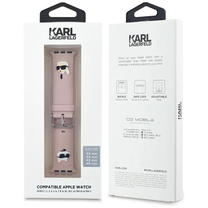 Karl Lagerfeld 3D Rubber Karl&Choupette Heads strap for Apple Watch 42/44/45/49mm - pink - Other cell phone