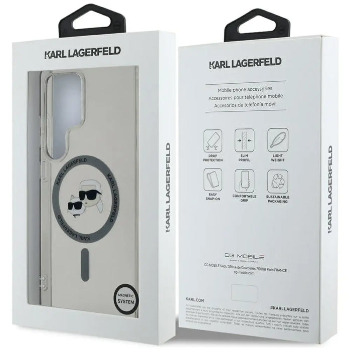 Karl Lagerfeld Button Karl & Choupette Heads Printed Logo MagSafe Samsung Galaxy S25 Ultra case black - Cell phone