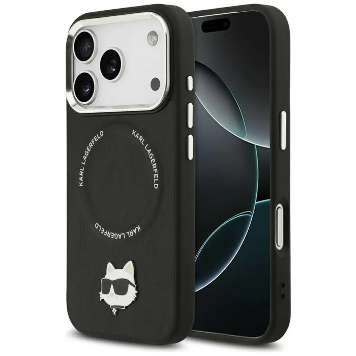 Karl Lagerfeld Choupette Pin MagSafe Case for iPhone 17 Pro Max - Black - Cell phone cases and covers<<<HurtelXML