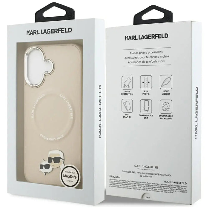 Karl Lagerfeld Karl & Choupette Pins MagSafe Case for iPhone 17 - Beige - Cell phone cases and covers<<<HurtelXML