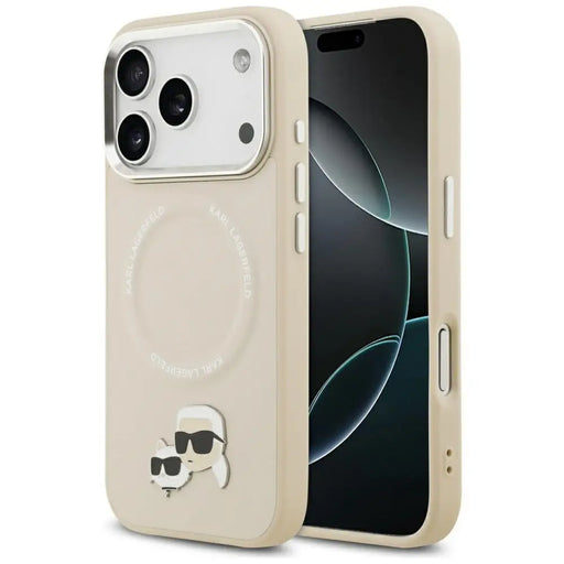 Karl Lagerfeld Karl & Choupette Pins MagSafe Case for iPhone 17 Pro - Beige - Cell phone cases and covers<<<HurtelXML