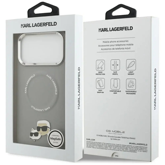 Karl Lagerfeld Karl & Choupette Pins MagSafe Case for iPhone 17 Pro - Gray - Cell phone cases and covers<<<HurtelXML