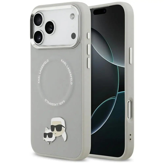 Karl Lagerfeld Karl & Choupette Pins MagSafe Case for iPhone 17 Pro - Gray - Cell phone cases and covers<<<HurtelXML