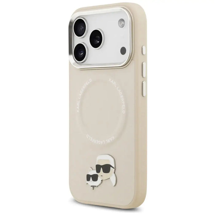 Karl Lagerfeld Karl & Choupette Pins MagSafe Case for iPhone 17 Pro Max - Beige - Cell phone cases