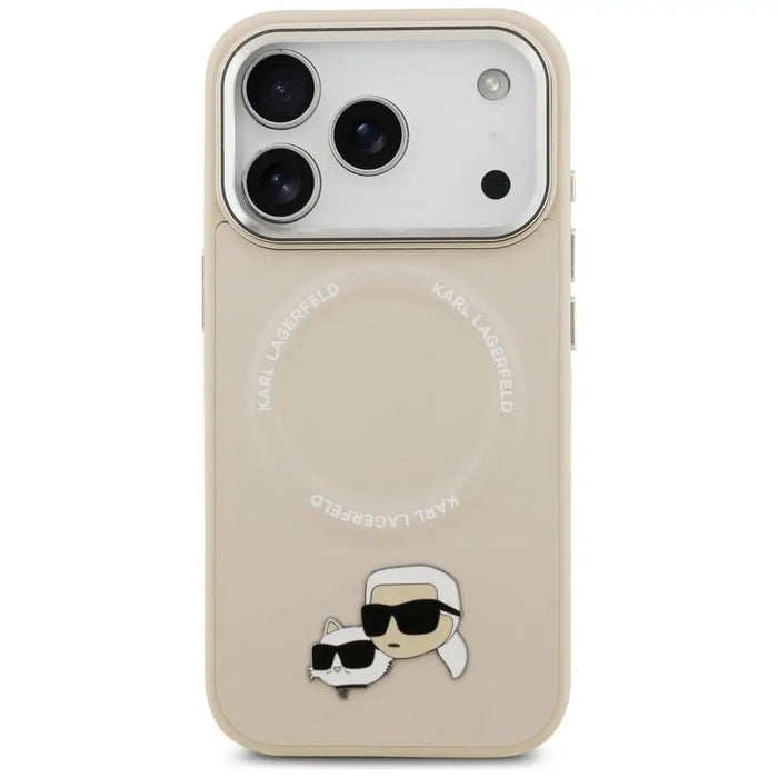 Karl Lagerfeld Karl & Choupette Pins MagSafe Case for iPhone 17 Pro Max - Beige - Cell phone cases