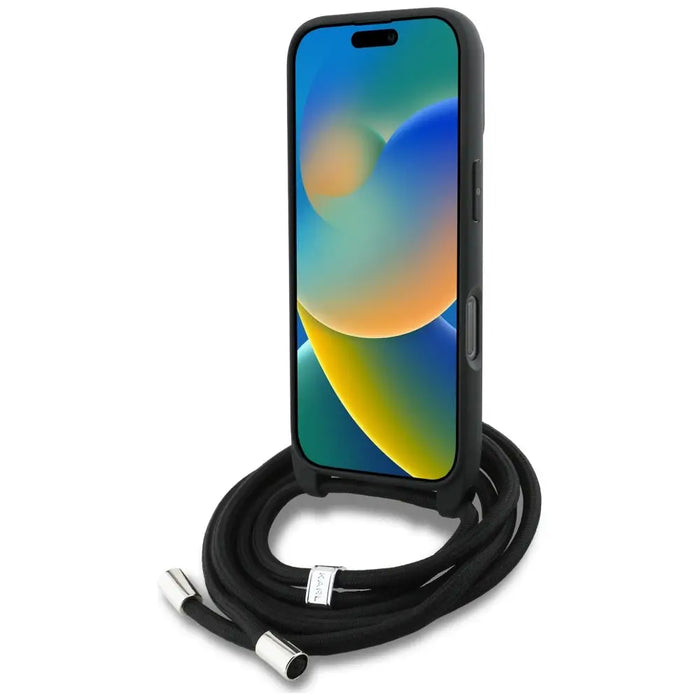 Karl Lagerfeld Crossbody Grained Pattern & Logo Case for iPhone 16 - Black - Cell phone cases and covers<<<HurtelXML