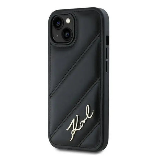 Karl Lagerfeld Diagonal Quilted Script case for iPhone 13 - black - Cell phone cases and covers<<<HurtelXML