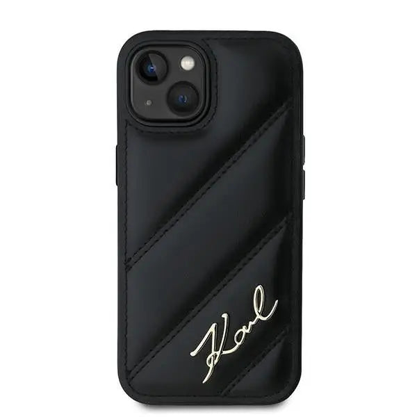 Karl Lagerfeld Diagonal Quilted Script case for iPhone 13 - black - Cell phone cases and covers<<<HurtelXML