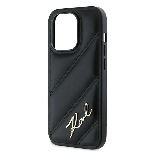 Karl Lagerfeld Diagonal Quilted Script case for iPhone 13 Pro / 13 - black - Cell phone cases and covers<<<HurtelXML
