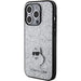 Karl Lagerfeld Fixed Glitter Choupette Logo Metal Pin Case for iPhone 15 Pro - Silver - Cell phone cases