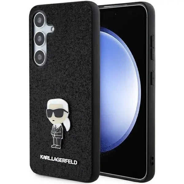 Karl Lagerfeld Fixed Glitter Ikonik Logo Metal Pin case for Samsung Galaxy S24+ - black - Cell phone cases