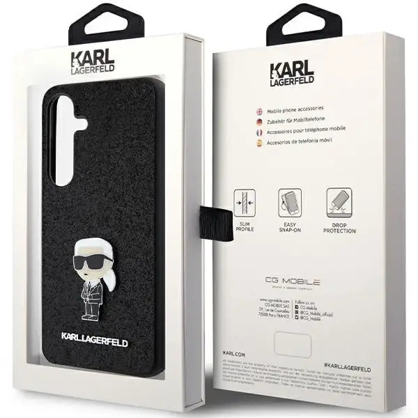 Karl Lagerfeld Fixed Glitter Ikonik Logo Metal Pin case for Samsung Galaxy S24+ - black - Cell phone cases