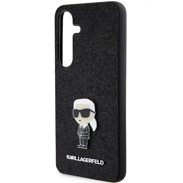Karl Lagerfeld Fixed Glitter Ikonik Logo Metal Pin case for Samsung Galaxy S24+ - black - Cell phone cases