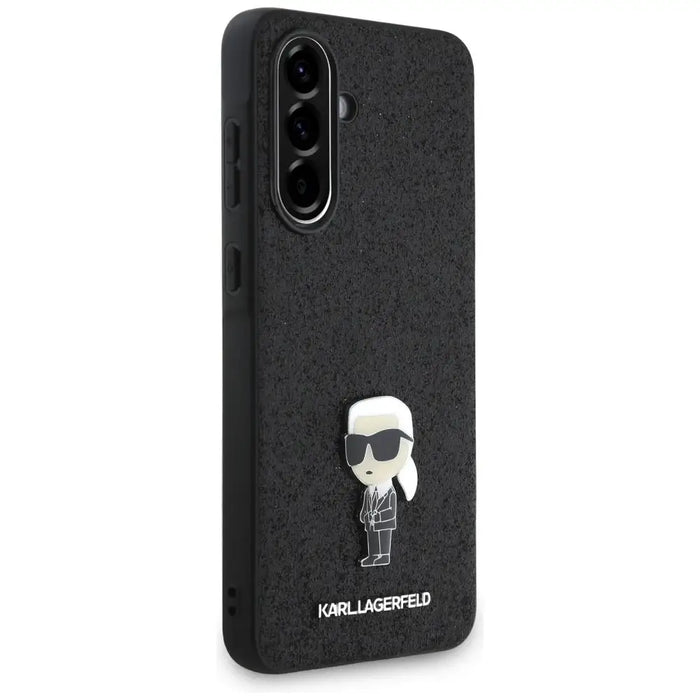 Karl Lagerfeld Fixed Glitter Ikonik Logo Metal Pin Case for Samsung Galaxy A56 - Black - Cell phone cases