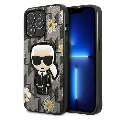 Karl Lagerfeld Flower Ikonik Karl case for iPhone 13 Pro / iPhone 13 - gray - Cell phone cases and covers<<<HurtelXML