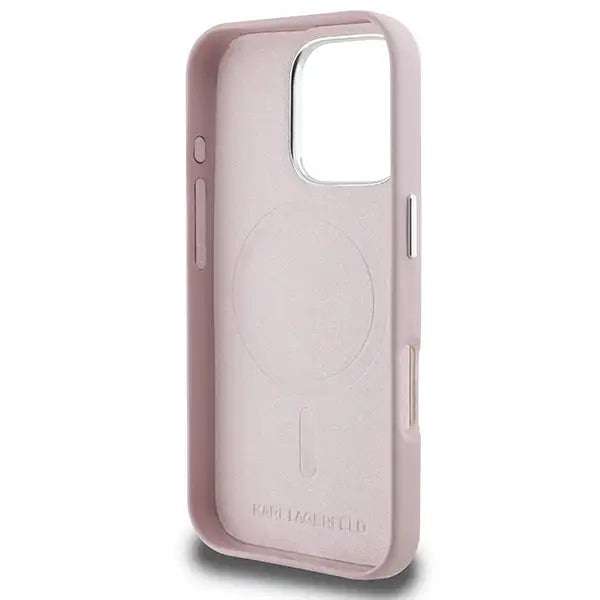 Karl Lagerfeld FW Metal Plate MagSafe iPhone 16 Pro Case - Pink - Cell phone cases and covers<<<HurtelXML