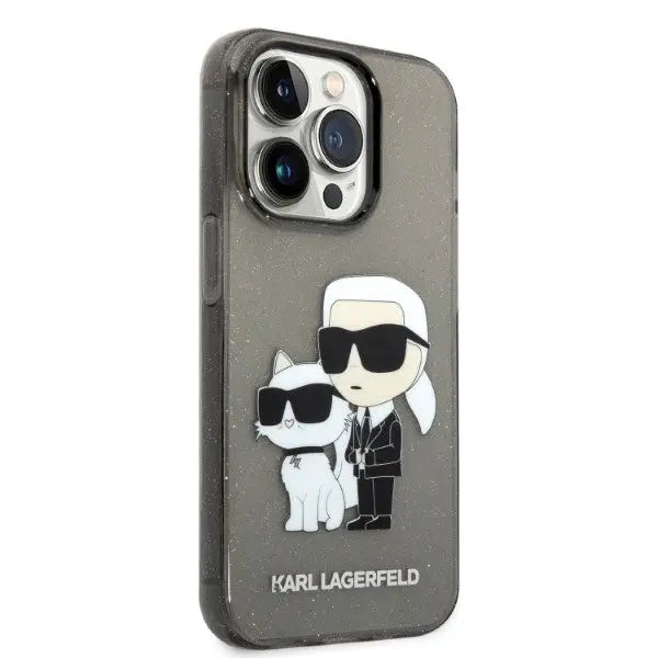 Karl Lagerfeld Glitter Karl&Choupette case for iPhone 14 Pro Max - black - Cell phone cases and covers<<<HurtelXML