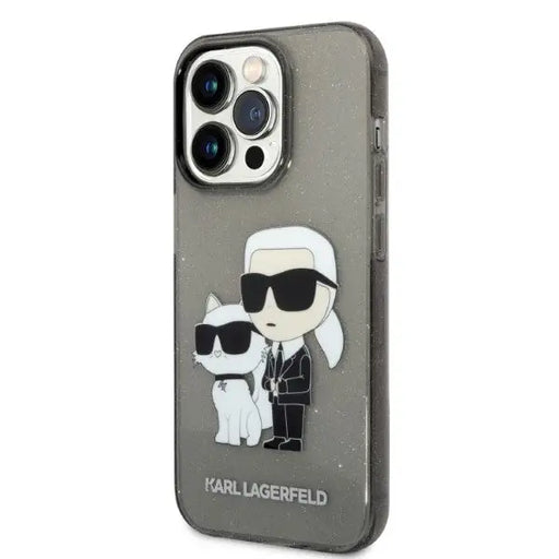 Karl Lagerfeld Glitter Karl&Choupette case for iPhone 14 Pro Max - black - Cell phone cases and covers<<<HurtelXML