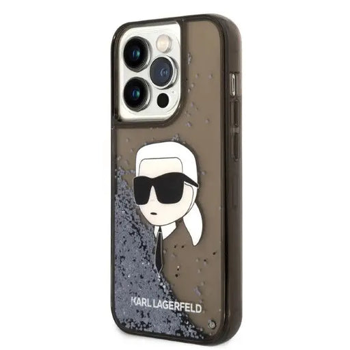 Karl Lagerfeld Glitter Karl’s Head case for iPhone 14 Pro Max - black - Cell phone cases and covers<<<HurtelXML
