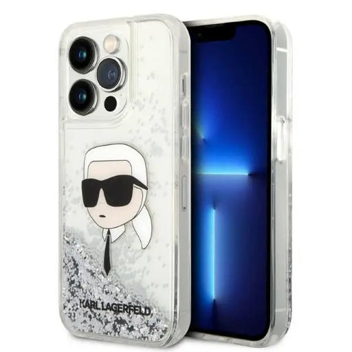 Karl Lagerfeld Glitter Karl’s Head case for iPhone 14 Pro Max - silver - Cell phone cases and covers<<<HurtelXML