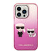 Karl Lagerfeld Gradient Ikonik Karl & Choupette iPhone 14 Pro 6.1’’ Case - Pink - Cell phone cases